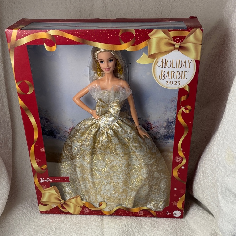 NIB Barbie Holiday 2025 Doll in Gold and White